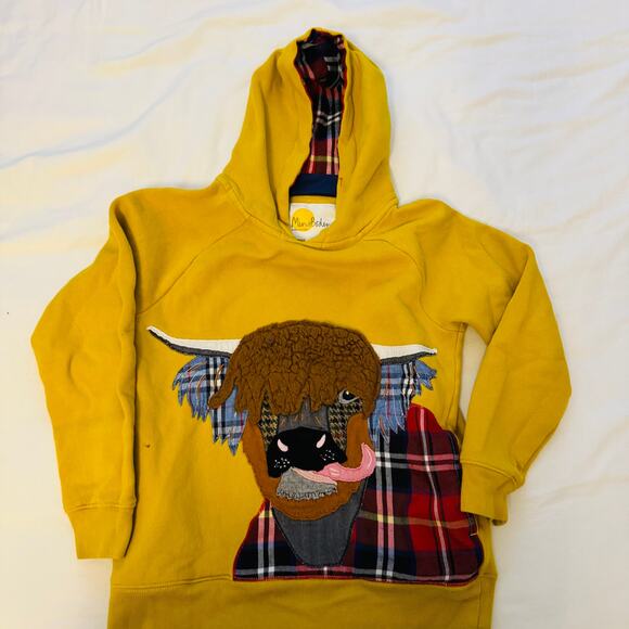 Mini Boden Other - Mini Boden Mustard Yellow Wooly Mamoth Applique Lined Sweatshirt 7-8Y